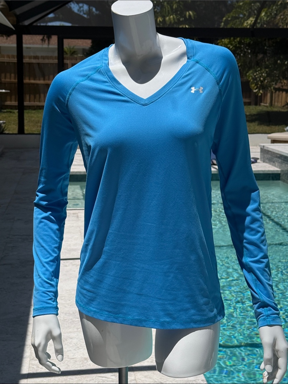 Under Armour Women's Long Sleeve V-Neck Top - Aqua Blue
